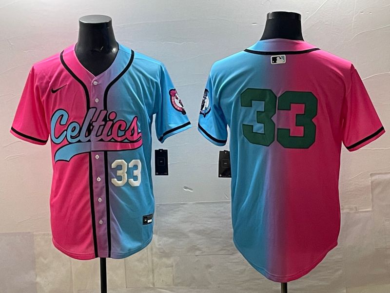 Men 2025 Boston Celtics #33 No Name Blue pink Nike NBA Jersey style 03